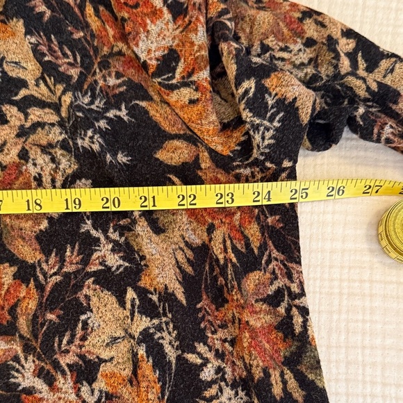Maurices Autumn Floral Open-Front Cardigan - Black and Orange - Picture 8 of 12
